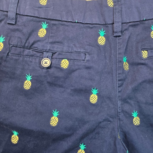 British Khaki Womens Navy Blue Pineapple Embroidered Chino Shorts Size 8 - Picture 8 of 8